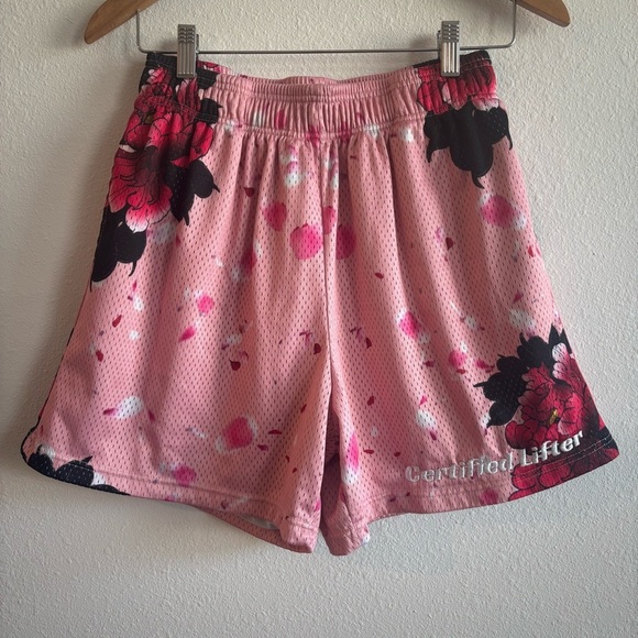 Certified Lifters Brand Pink Cherry Blossom Floral MeshGym Lifting Shorts Large - Picture 5 of 9